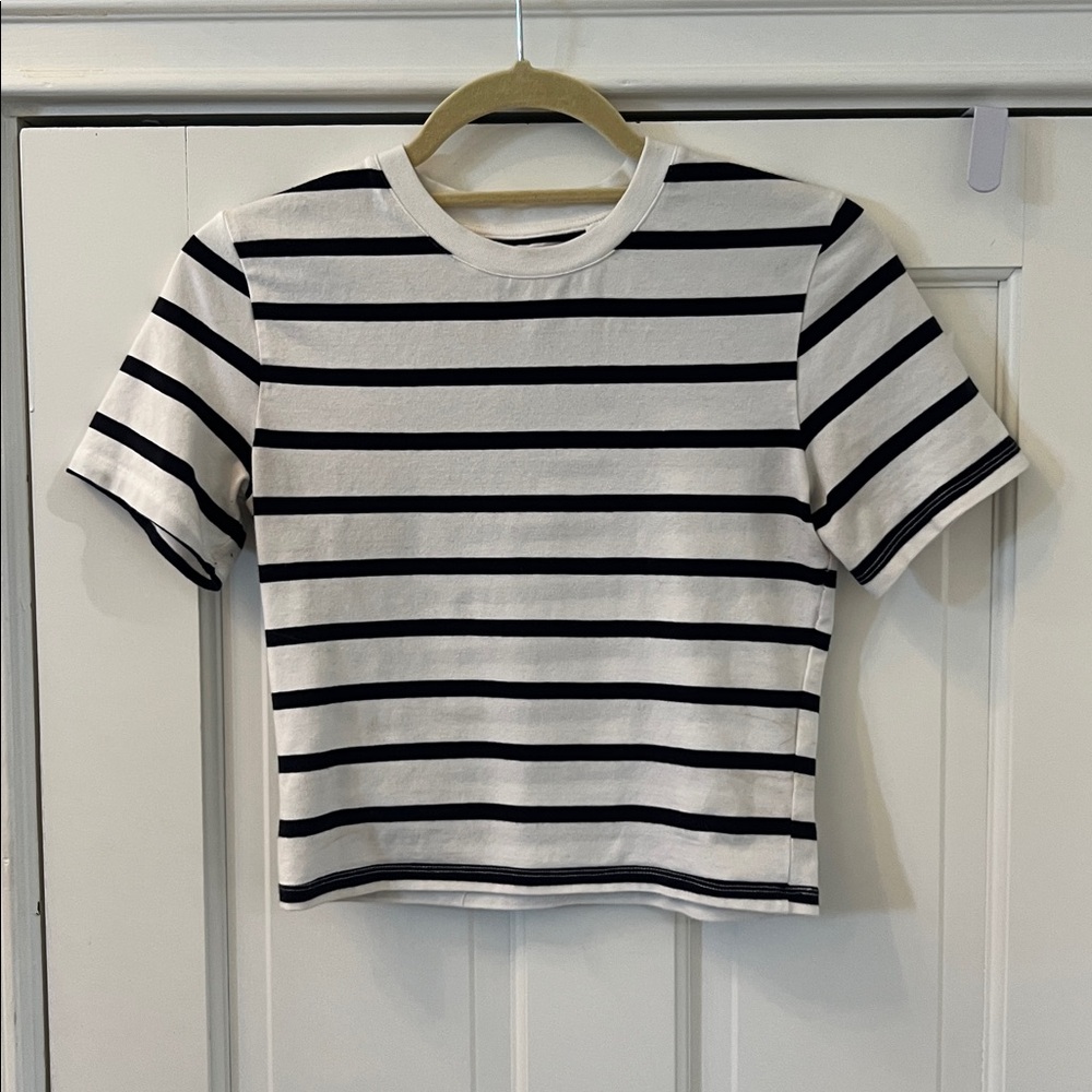 French Connection black and White Striped Top